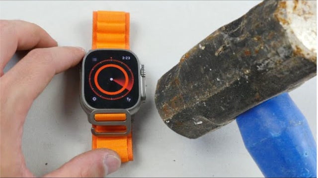 youtuber-tests-apple-watch-ultra-durability-with-a-hammer:-table-breaks-before-the-watch