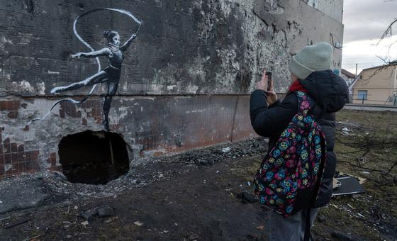 banksy-highlights-cultural-revival-amid-rubble-strewn-kyiv-suburb